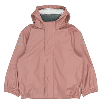 Mikk-line Unisex regnjacka barn vattentät och vindtät | regnjacka för flickor och pojkar med reflektorer och huva avtagbar | lätt läderjacka OEKO-TEX, Burlwood, 110