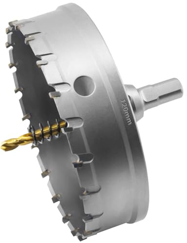 Aohhy 120mm Lochsäge Hartmetall Bohrer, Professional TCT Metall Bohrer für Edelstahl, Kunststoff, Messing, Eisen, Aluminium