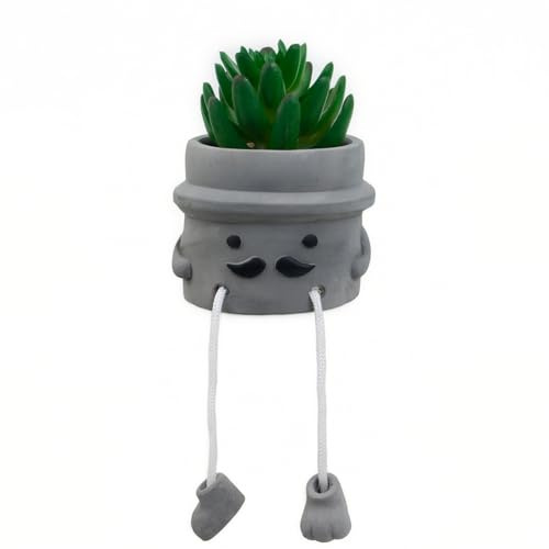 LUZOGA Small Fake Plants Office Decor - Artificial Succulents Plants in Cement Pots with Hanging Legs, Bathroom Shelf Decoration, Shelf Decoration Accents, Wall Decor - Set of 1