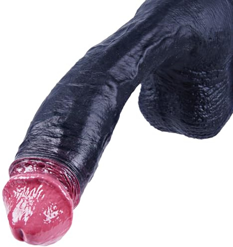 Consolador realista extragrande negro de 26 cm,consolador XXL extragrande con punta rosa,pene gigante con ventosa fuerte,juguete sexual de silicona de doble capa para hombres y mujeres con experiencia
