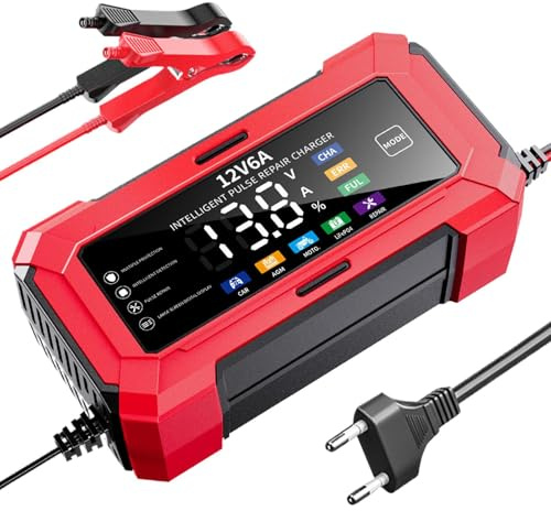 Hogvinnatil Cargador de Batería para Camiones - Cargador De Mantenimiento Lento 12v para Automóvil | Protección contra Sobrecarga Accesorios para Vehículo Moto Camión Mantenimiento Diario