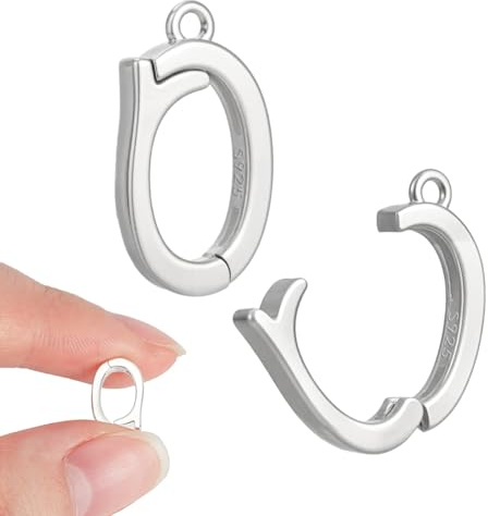 NBEADS 2 st 925 sterling silver ovala smyckeslås, fjäderfästen grindringar smycken anslutning snäpplås för gör-det-själv smyckestillverkning halsband armband