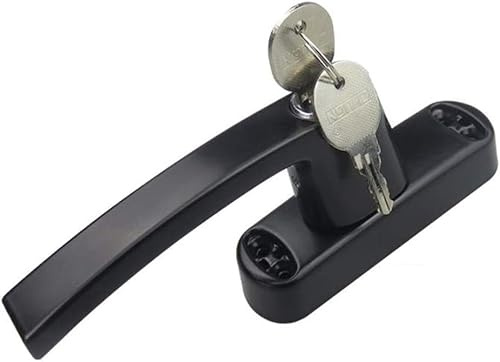 VNVFJKLO manillas para ventanas, Manija de puerta for ventana aluminio en espiral con cerradura enlace llave(Svart,The length of the fork is 27 mm)