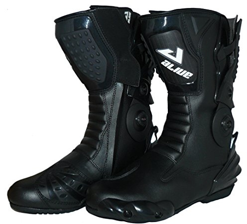 Protectwear TS-006-42 motorcykelstövlar Racing aliue, vattenavvisande i svart läder med fastsatta hårda skydd, storlek 42, svart