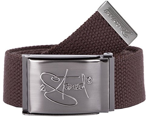 2Stoned Stoffgürtel Canvas Belt Braun, matte Schnalle Geprägt, 4 cm breit für Damen und Herren