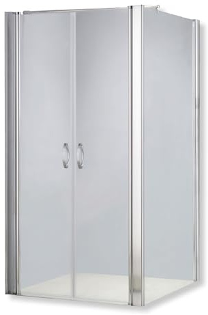 BIJON Duschkabine 90x80 Eckdusche Pendeltür, Klarglas 6mm ESG | Duschabtrennung, Dusche, Duschwand, Duschglaswand, Duschtür Nano - Größe: 90 x 80 cm, Höhe: 195 cm