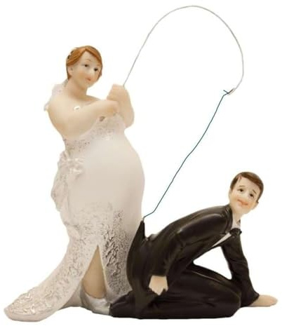 Cake Company Cake Topper Brautpaar mollig An der Angel I Hochzeit Tortendekoration für besondere Momente I Tortenfigur aus hochwertigem Material