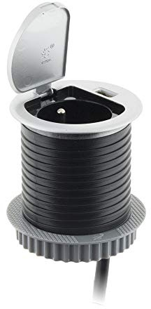 Bloc à clapet 1 prise + 1 USB