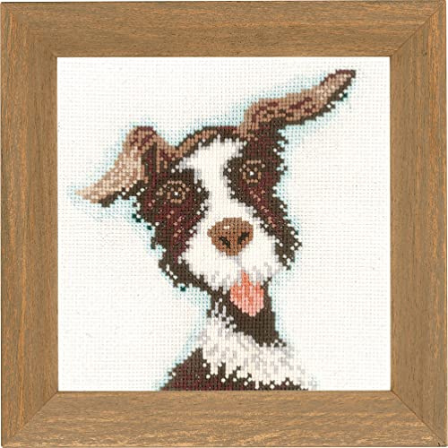 Lanarte Kreuzstich Stickpackungen Gezählter Kreuzstichbilder Set BUSTER Wanddekoration Handarbeit Set für Erwachsene 13 x 13 cm DIY Deko Bastelset Handwerker Kreative Geschenkset