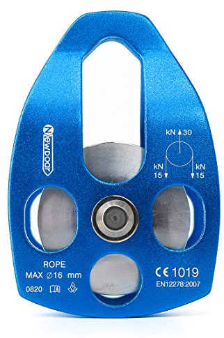 NewDoar 30 KN CE Certified Large Rescue Pulley Single/Double Sheave with Swing Plate