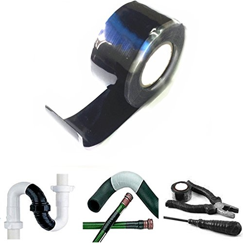 Qiorange Selbstklebendes Abdichtband Silikon Tape 3m x25mm selbstverschweissendes Reparaturband Reparaturtape Silikontape Silikonband (3m x25mm schwarz)