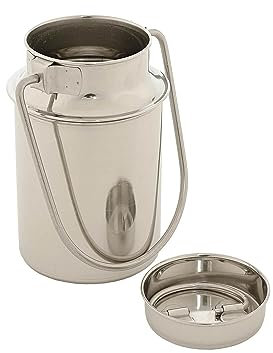 Pot à lait inox 1,5l - Pot à lait - pour café lait sauces - 20,5 cm de haut - Pot à lait avec couvercle - anse récipient de transport - pot à lait déco - pot à café - pot à vin