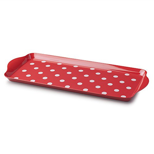 Zeal G202R Plateau de service en mélamine Motif pois Rouge 38 x 17 cm