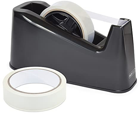Rapesco 1540 500 Heavy Duty Tape Dispenser with 2 Tape Rolls, Black