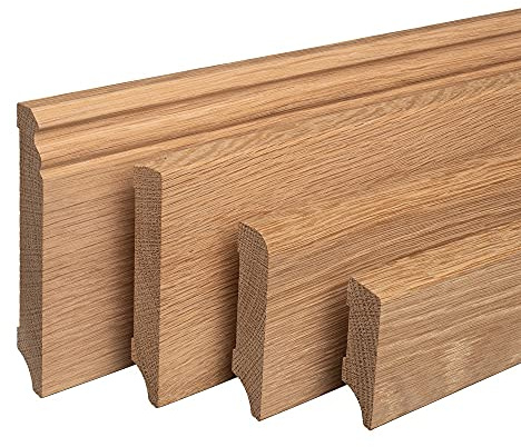 Sockelleiste aus Holz | EICHE | Massivholz-Fußleisten für Laminat Vinyl Parkett (München (abgerundet), 60mm Eiche roh geschliffen)