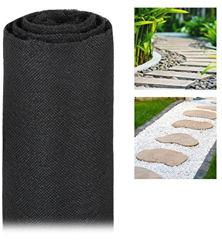 Relaxdays Unkrautvlies, 17 g/m², Pflanzenschutz, wasserdurchlässig, UV-beständig, starkes Gartenvlies, 15 m, schwarz