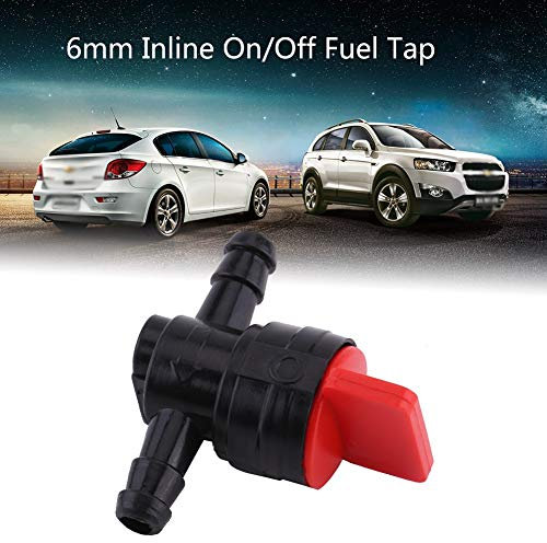 Robinet Essence pour Motoculteur,Robinet d'essence Universel,en Plastique 6mm Robinet d'essence Inline on/Off Robinet d'essence Fit pour 1/4 Tuyau de Tuyau,Noir + Rouge,Robinet ess