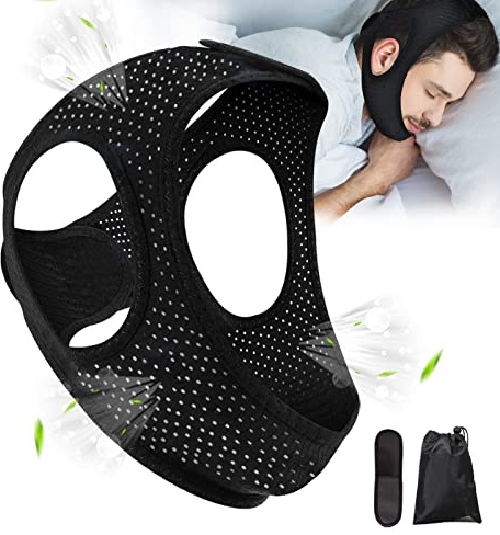 Forzacx Anti Snore Chin Strap - Breathable Chin Strap Snoring Solution, Effectively Reduce Snoring, Non-Stick Hair, Don't Fade - Black