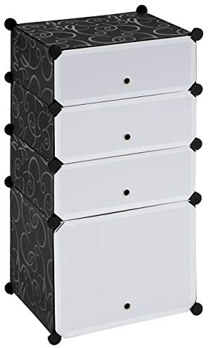 Nexos Trading Schuhschrank Steckregal 91x48x37cm schwarz/weiß DIY Variables Schuhregal platzsparende Schuhablage abwaschbar erweiterbar Kunststoff mit Türen