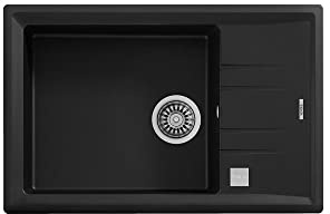 Teka 115330036 Fregadero de cocina hecho de granito (Tegranita) con un solo tazón de piedra 60 S-TG-carbon-115330036, carbono