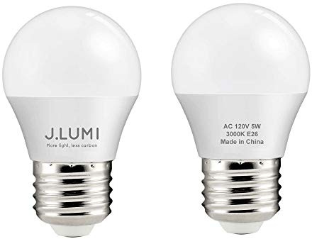 J.LUMI BPC4503 LED Light Bulbs 3W (25 Watt Equivalent), G40 Light Bulbs, 3000K Warm, E26 Base, LED Bulbs for Bed Side Lamps, Refrigerator, NOT DIMMABLE (Pack of 2)