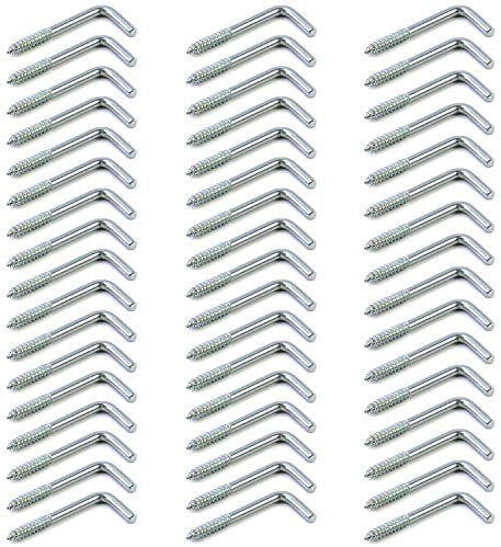 QWORK® - 50 pezzi 40 mm x 16 mm a forma di L Gancio a vite,viti ad angolo retto in acciaio al carbonio