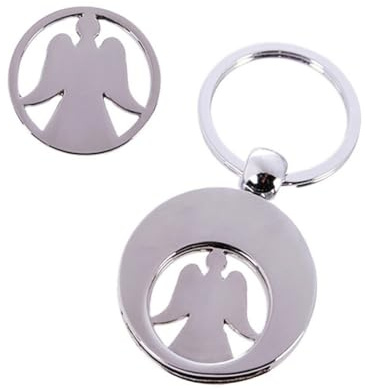 YUIP 4 Pièces Pporte-clés Ange Gardien - Porte-clés avec Jeton de Caddie, Porte-clés Chanceux, Ange Gardien, Pendentif, Puce D'achat, Métal