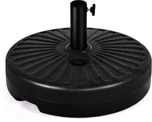 COSTWAY Support de Parasols en Plastique à Remplir de l'eau 23L, Φ51X13CM Type Rond avec Poignée pour Jardin,pour Parasol de Φ38à 48cm, pour Terrasse, Balcon, Noir