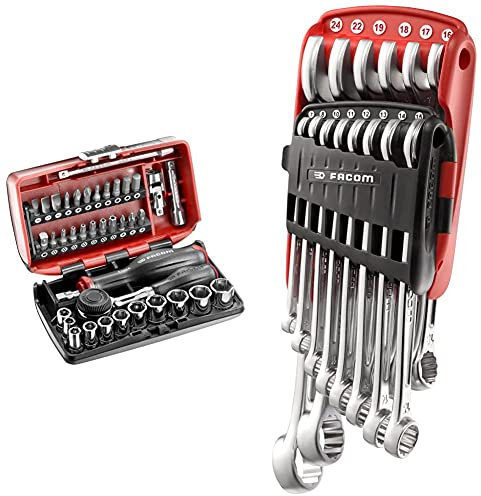 Facom R360NANO.PG Coffret Compact de serrage 1/4 avec set de vissage 38 outils & 440.JP14 Etui portatif avec clés multiples dimensions