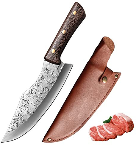 Fubinaty 8 Inch Chefs Knife Japanese Handmade Forged Kitchen Knives Multifunctional High Carbon Stainless Steel Cooking Knife with Sheath and Full Tang Wenge Wood Handle