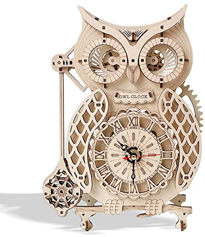 3D Holz Puzzle Eule Uhr Kit Modell Kits zum Bauen für Erwachsene Lustige Vogel Puzzles Tier geformtes Bastelspielzeug