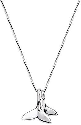IMINI Collier en argent sterling avec pendentif double queue de sirène pour femmes, filles, hommes, délicat pendentif en forme de queue de baleine polie, chaîne de 45,7 cm, Argent sterling, Nouveau