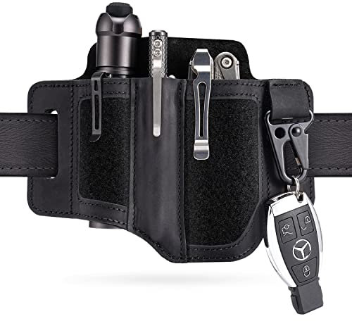 VIPERADE PL3 Gaine En Cuir Avec Boucles, Organiseur De Poche EDC Pour Homme, Pour Ranger Les Multi-Outils, Les Lampes De Poche, Etc,Organisateur de Ceinture avec Porte-Stylo et Porte-Clés