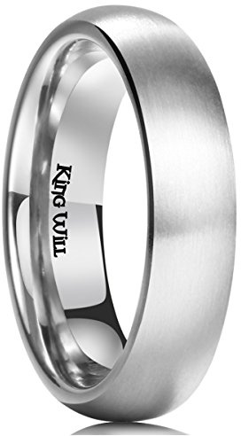 King Will BASIC 5MM/6MM/7MM Silver Titanium Ring Wedding Ring For Men Women Couple Ring Brushed Matte Domed Comfort Fit