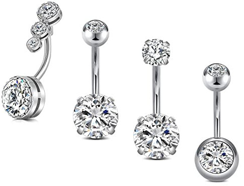 Zolure 10mm Bauchnabelpiercing Chirurgenstahl Bauchnabel Piercing 14 Gauge Bauchnabelpiercing Set