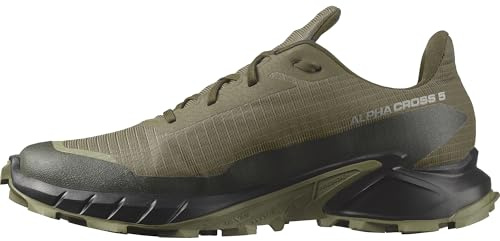Salomon Alphacross 5 Gore-Tex wasserdichte Herren Trail-Laufschuhe, Outdoor-bereit, Wasser- und Wetterschutz, Anhaltender Komfort, Olive Night, 45 1/3