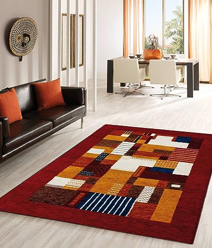 Rug Studios Teppich TRIVO | Farbe: Rot | Größe: 120 x 180 cm | gemustert | meliert | Vintagedesign | glamourös | Landhaus | Vintage | Modern | elegant | Wohnzimmer | Schlafzimmer | strapazierfähig und