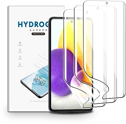 nvskvd Schutzfolie für Samsung Galaxy A72, 3 Stück TPU Displayschutzfolie Klar HD Weich Hydrogel Folie Fingerabdruck-ID Unterstützen