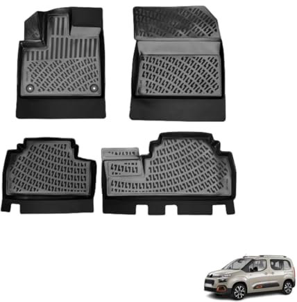 IKC STORE Für Citroen Berlingo 2019 2020 2021 2022 2023 Premium 3D Custom Cut Gummi Automatten – wasserdicht, geruchsfrei, rutschfest, vorne und hinten