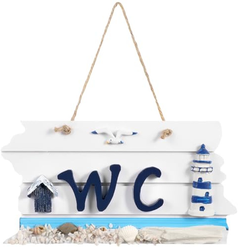 DECHOUS Panneau De Toilettes En Bois Plaque Wc En Bois Deco Wc Mural Enseigne Porte Objet Marine Plaque Décorative Porte Deco Murale Pour Panneau Bambou Statue Bord De Mer Plage