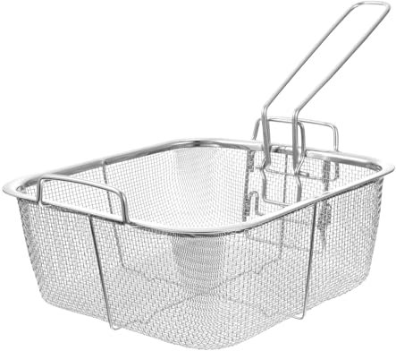 MILISTEN 1stk Quadratischer Frittierkorb Frittiertes Präsentationskorb Pommes Dekorative Kästen Mit Deckel Sieb Aus Edelstahl Spülbeckensieb Metall Gittergewebe Mini Rostfreier Stahl