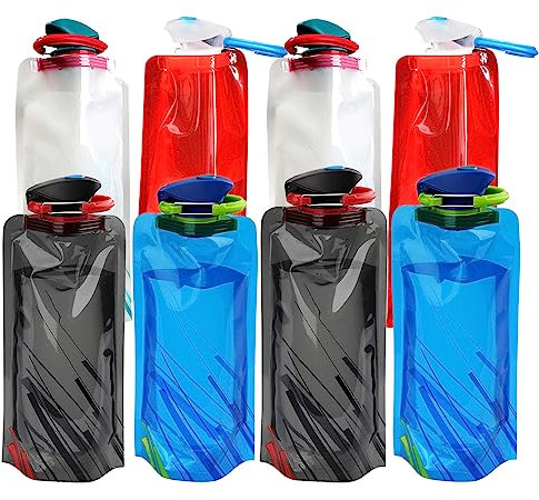 BAIFULAI 8 Stück Faltbarer Wasserflaschen, 700ML Faltbare Trinkflasche, Flexible Zusammenklappbare Trinkflasche Wiederverwendbare Wasser-Flaschen Wasserflasche für das Wandern, Abenteuer, das Reisen