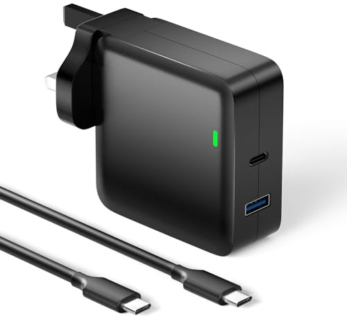 Basicvolt 90W USB C Laptop Charger for Dell HP Lenovo Asus Acer Samsung Toshiba Sony Gateway Notebook Ultrabook Chromebook AC Power Adapter with 5V 2A USB Port, Fast Charging