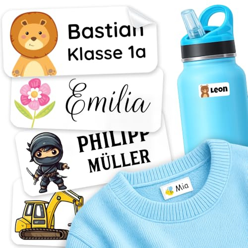 Premium Namensaufkleber Kleidung & Gegenstände 160 Stück Schule Kita | Kinder Namenssticker für Waschlabel Schuhe Gegenstände ohne Bügeln spülmaschinen- und waschmaschinenfest starke Haftung