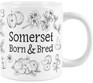 Purely Home Extra Large Somerset Born & Bred Mug - Black & White Fruits County - Jumbo Novelty Coffee/Tea Hot Drinks Cup Present