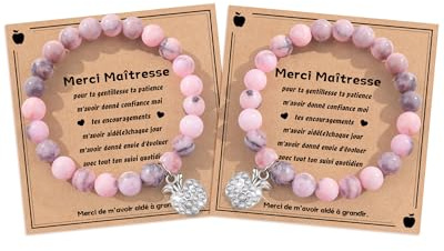 SUNSH Cadeau Maîtresse, Merci Maitresse, Cadeau Professeur, 2 PCS Bracelets pour Professeure, Cadeaux Maitre D'école Maternelle Professeur, Cadeaux pour Maîtresse/Diplômes/Noël,Bracelet Femme