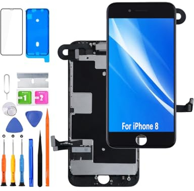 Display Schermo per iPhone 8 A1863 A1905 Nero | con kit di riparazione，HD Display，Sostituire lo schermo