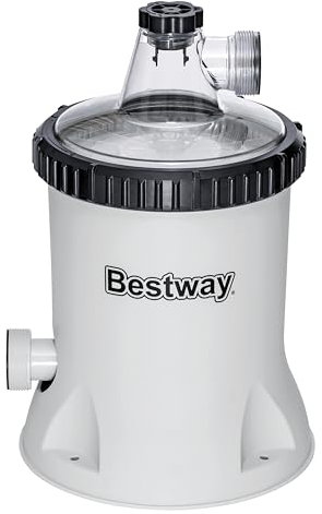Bestway Pompa filtro Polysphere, 5.678 l/h, 110 W, 220-240 V, per piscine di dimensioni 1.100-31.700 litri, 240 g Polisfero, tubi flessibili, connettori Ø 38 mm, interruttore di protezione personale,