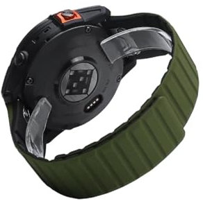 JUNCHENGBAO 22 mm 26 mm magnetisches Armband kompatibel mit Fenix ​​7X 6X 5X Plus 3HR Epix Silikon-Handgelenksband kompatibel mit Fenix ​​6 7 955 EPIX Uhr(Green Black,22mm)