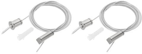 PATIKIL Kit Cavi Sospensione a Soffitto, 2m/6.6ft 2 Set Kit Cavi Sospensione Luce Regolabile Pannello Kit Cavi Sospensione Morsetto Corda Quadrata Chiodo per Lampada a Sospensione, Stile 2
